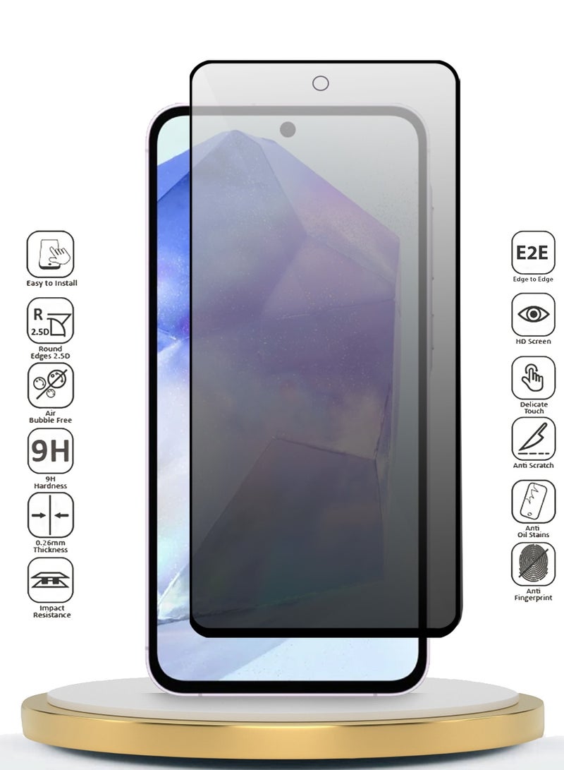 دبليو تيك سامسونج جالاكسي A35 / A55 5G 2024 Premium E2E حماية كاملة الغراء بغطاء كامل واقي شاشة من الزجاج المقسى (MSGECP) - شفاف / أسود - Image 2