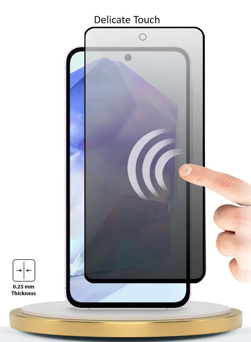 دبليو تيك سامسونج جالاكسي A35 / A55 5G 2024 Premium E2E حماية كاملة الغراء بغطاء كامل واقي شاشة من الزجاج المقسى (MSGECP) - شفاف / أسود - Image 4