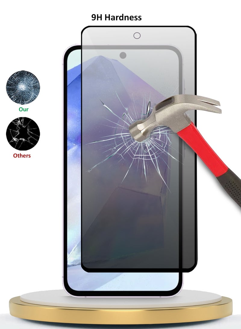 دبليو تيك سامسونج جالاكسي A35 / A55 5G 2024 Premium E2E حماية كاملة الغراء بغطاء كامل واقي شاشة من الزجاج المقسى (MSGECP) - شفاف / أسود - Image 3