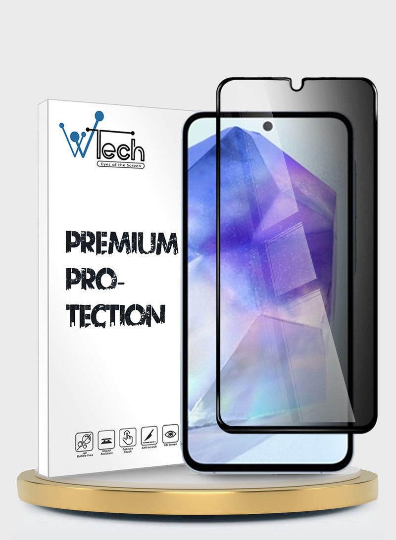 دبليو تيك سامسونج جالاكسي A35 / A55 5G 2024 Premium E2E حماية كاملة الغراء بغطاء كامل واقي شاشة من الزجاج المقسى (MSGECP) - شفاف / أسود - Image 1