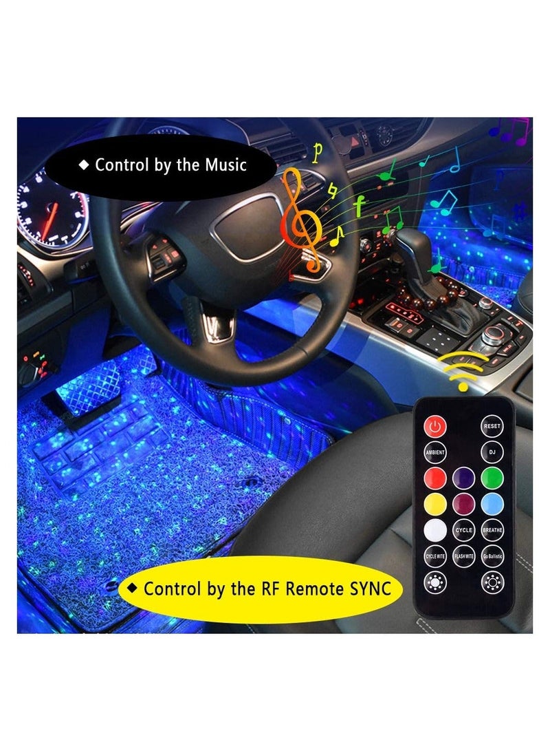 Y&D SYOSI Car Interior LED Lights, USB Ambient Light for Accessories Kits,Floor Footwell Under Dash Lighting Remote Control Red Yellow Blue Purple Pink Cool RGB Light(2 Pack) - Image 2