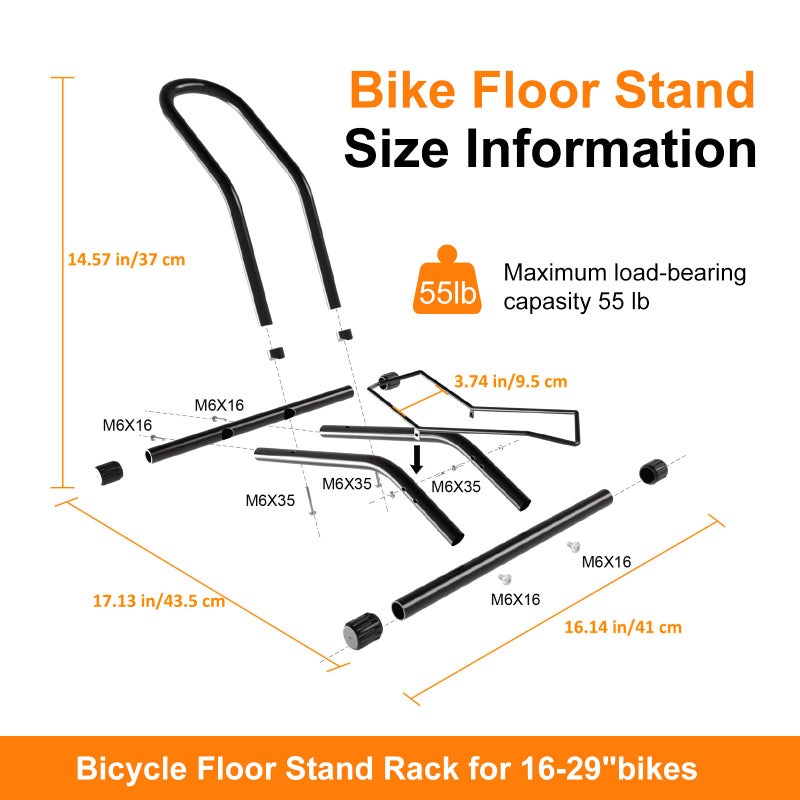 CUCESH Bike Floor Stand Bikes Bicycle Rack for Outdoor and Indoor,Front And Rear Wheel Storage Bicycle Freestanding Parking Stand Holder Fit for 16"-29" Kid's/Mountain/Road Bikes,Heavy Duty Metal,Adjustable - Image 4