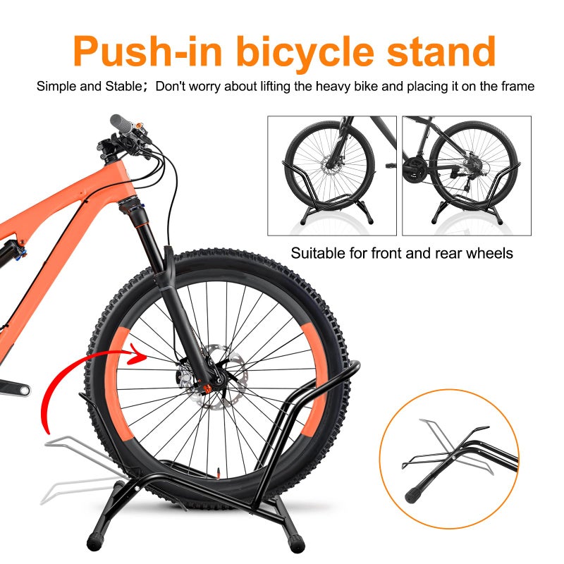CUCESH Bike Floor Stand Bikes Bicycle Rack for Outdoor and Indoor,Front And Rear Wheel Storage Bicycle Freestanding Parking Stand Holder Fit for 16"-29" Kid's/Mountain/Road Bikes,Heavy Duty Metal,Adjustable - Image 3