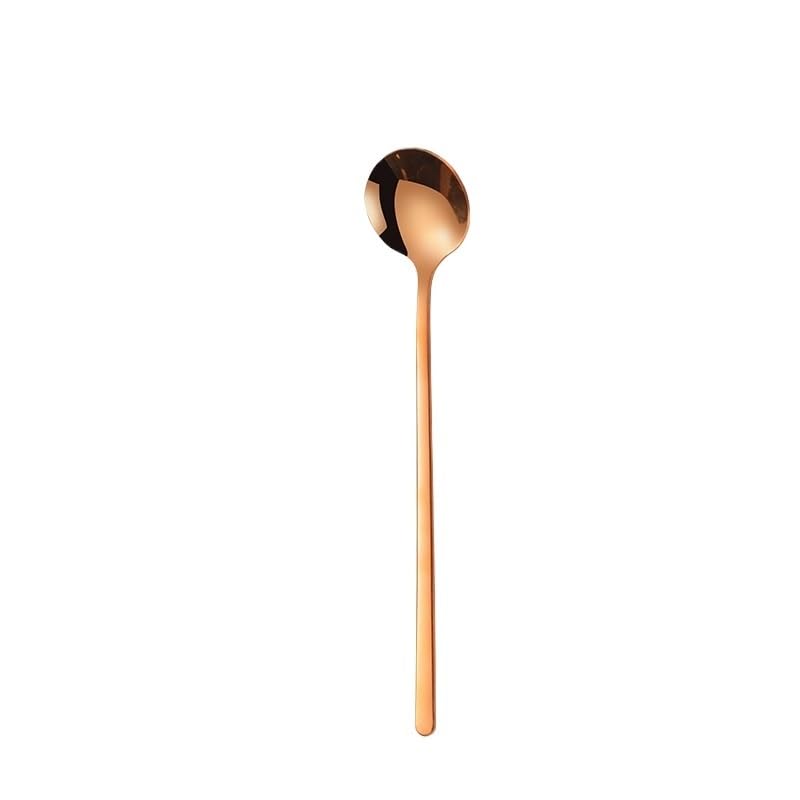 6 Pieces Rose Gold Stainless Steel Coffee Stirring Spoon Set Long Handle Dessert Spoons - Image 2