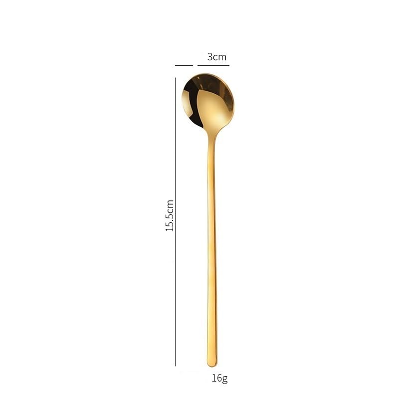 6 Pieces Rose Gold Stainless Steel Coffee Stirring Spoon Set Long Handle Dessert Spoons - Image 3