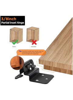 NIBEMINENT 10-Pack "Flush Matt Black Cabinet Hinges For Automatic Closing Of Kitchen/Bathroom/Furniture Cabinets And Doors  - Image 3