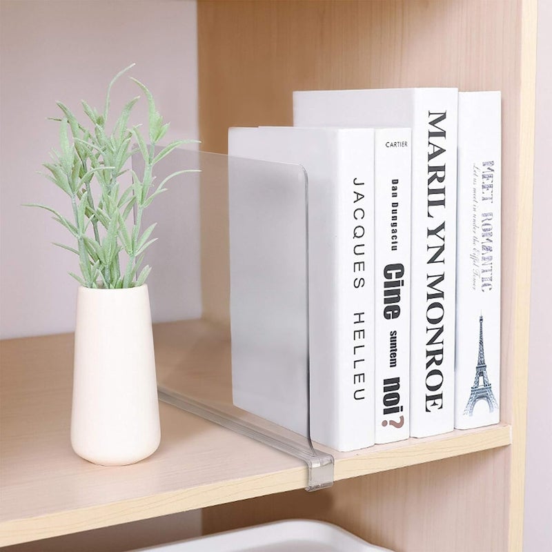 oddpod™ Pack of 2 Clear Acrylic Shelf Dividers for Closet, Shelves, Cabinet, Wardrobe & Cupboards/Vertical Transparent Adjustable Multi-functional Separator Organizer for Home, Office & School - Image 5
