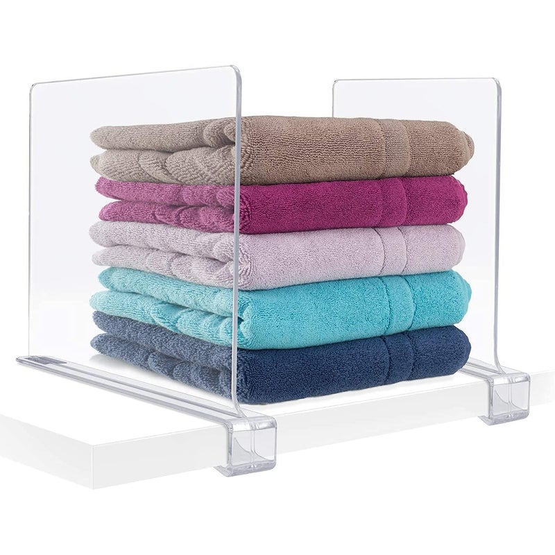 oddpod™ Pack of 2 Clear Acrylic Shelf Dividers for Closet, Shelves, Cabinet, Wardrobe & Cupboards/Vertical Transparent Adjustable Multi-functional Separator Organizer for Home, Office & School - Image 1