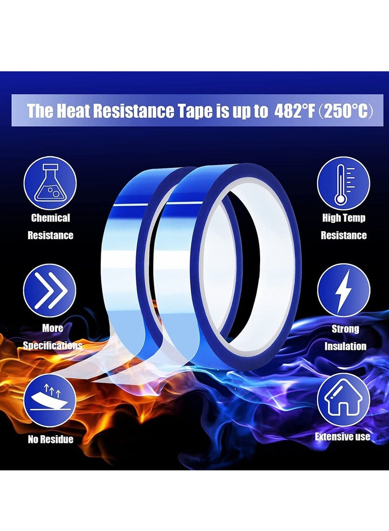 Excefore Heat Tape, High Temperature Heat Resistant Tape Heat Transfer Tape for Heat Sublimation Press Vinyl, No Residue - 2 Rolls Blue  - Image 4
