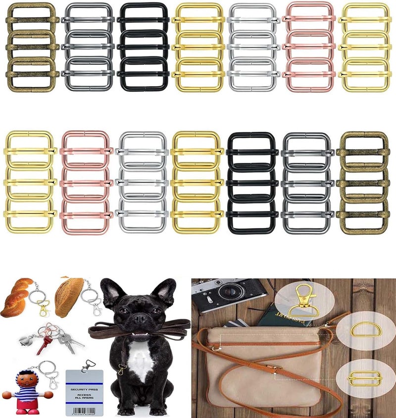 DIY Crafts DIY Crafts 2 Pcs Slide Buckles Silvery Bright Round Swivel Snap Hooks and Round Rings Metal Swivel Lanyard Snap Round Hook Slide Buckle for Bags Wallets and Luggage Supplies  - Image 2