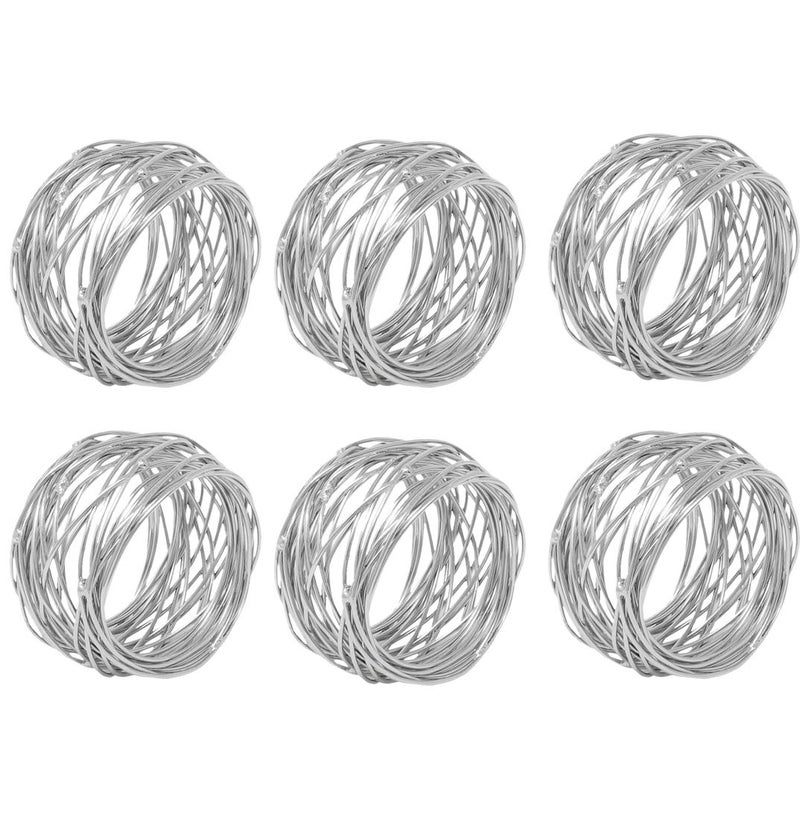 SKAVIJ Handmade Twisted Wire Mesh Napkin Rings Holders Decor Dinner Party Wedding Thanksgiving Christmas Gathering (Silver 6pcs) - Image 5