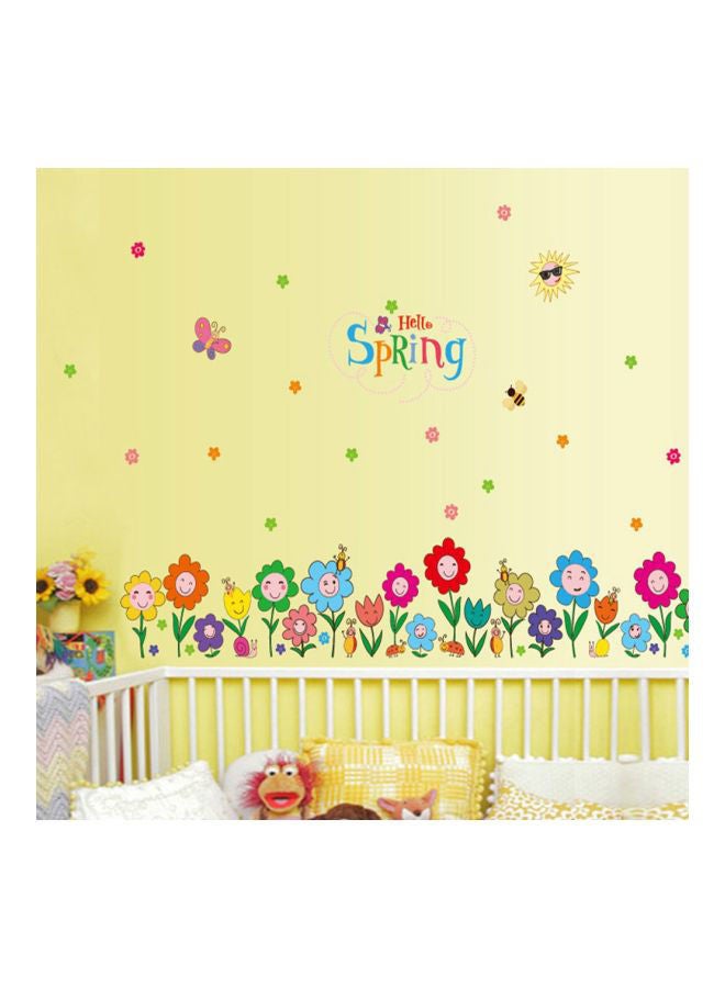 NIBEMINENT Qiangtie Hello Spring Printed Wall Sticker Yellow/Red/Blue 70x50cm - Image 1