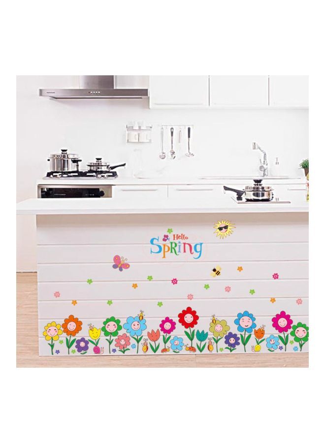 NIBEMINENT Qiangtie Hello Spring Printed Wall Sticker Yellow/Red/Blue 70x50cm - Image 2