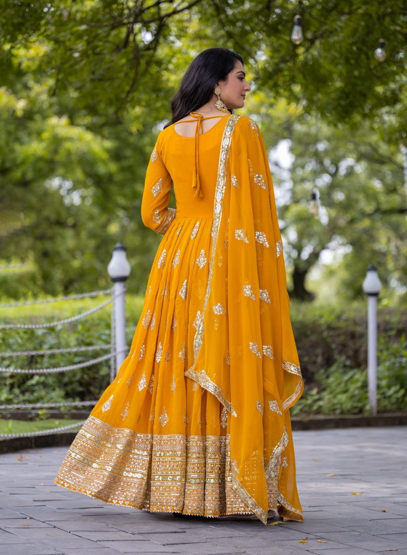 Super Asian Exquisite Faux Georgette Anarkali Gown with Heavy Sequence Embroidery - Image 3