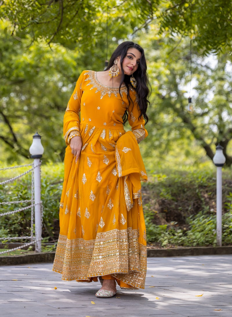 Super Asian Exquisite Faux Georgette Anarkali Gown with Heavy Sequence Embroidery - Image 4