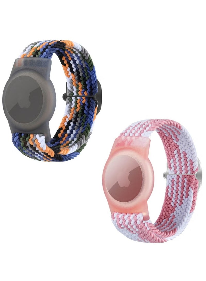 Anmi Anmi 2 Pack Airtag Kids Wristbands, Kids Bracelet Compatible with Apple AirTag, Nylon Strap Tracker Cassette Holder Accessories for Toddlers Adults, Adjustable Anti-Lost
