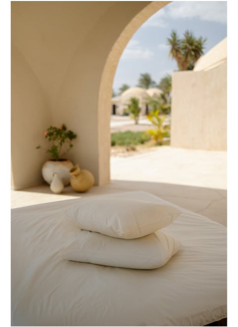 Percale Fitted Bedsheet With 2 Pillow Cases (200TC) Off White
