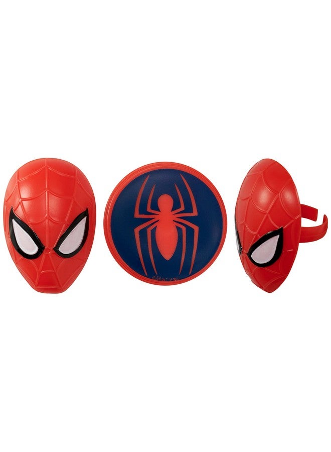 DecoPac DecoPac Marvel's Spider-Man™ Spider and Mask Rings, Spider-Man Cupcake Decorations, Red and Blue Food Safe Cake Toppers - 24 Pack  - Image 2