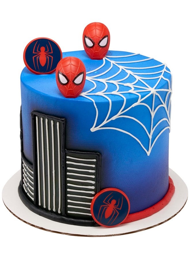 DecoPac DecoPac Marvel's Spider-Man™ Spider and Mask Rings, Spider-Man Cupcake Decorations, Red and Blue Food Safe Cake Toppers - 24 Pack  - Image 3