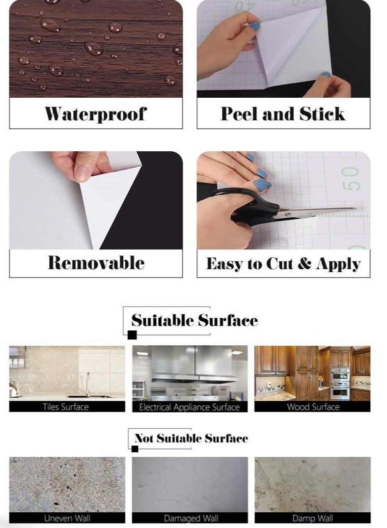 آنا ورق حائط ذاتي اللصق بنمط خشب مزيف مقاوم للماء والرطوبة والزيوت، قياس 40 سم × 10 م، مثالي لتجديد المنازل - Image 2