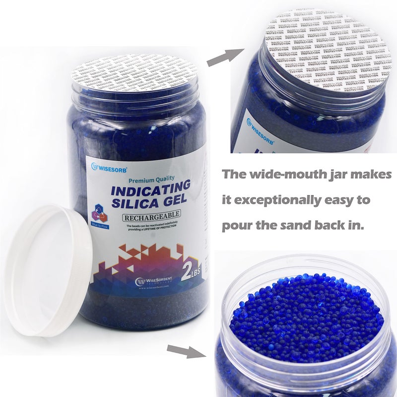 Wisesorb 2 LBS Blue to Pink Indicating Silica Gel Beads, Reusable Silica Gel Desiccant Dehumidifier - Image 4