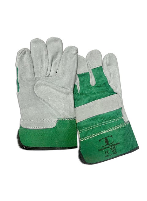 قفازات البستنة القوية - قفازات عمل جلدية شديدة التحمل مقاومة للأشواك لمقصات التقليم والجسور (مقاس واحد، أخضر)