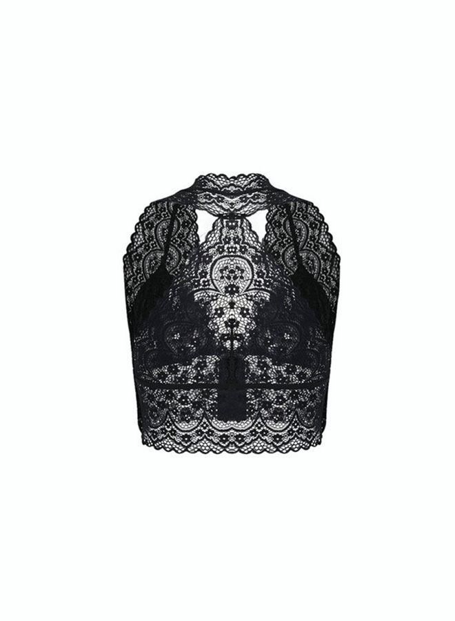 NIBEMINENT Women's Lace Bra Vest Removable Sponge Pad No Steel Ring V Neck Basic Short - Image 1