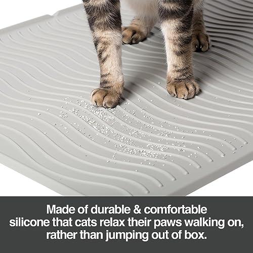 PetFusion ToughGrip Waterproof Cat Litter Matt with Inner Channels & Raised Outer Lip | XL | Premium Grade Silicone | Housebreaking Cat Supplies Needs - Image 2