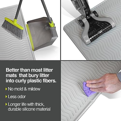 PetFusion ToughGrip Waterproof Cat Litter Matt with Inner Channels & Raised Outer Lip | XL | Premium Grade Silicone | Housebreaking Cat Supplies Needs - Image 4