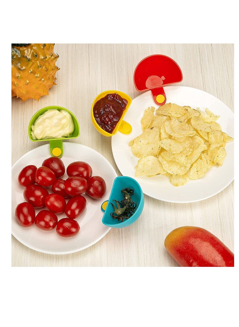 SYOSI Dip Clip for Bowls Plates 4PCS Plastic Dip Clip Bowl Plate Holder Chip and Dip Serving Set Sauce Holder for Spice Tomato Sauce Salt Veggie Vinegar Ketchup Chips  - Image 4