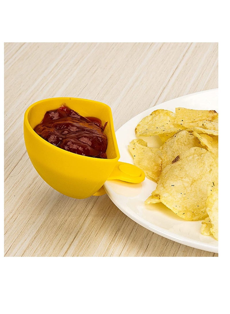 SYOSI Dip Clip for Bowls Plates 4PCS Plastic Dip Clip Bowl Plate Holder Chip and Dip Serving Set Sauce Holder for Spice Tomato Sauce Salt Veggie Vinegar Ketchup Chips  - Image 3