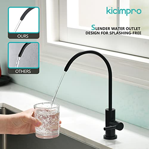 Kicimpro Stainless Steel Matte Black Finish RO Faucet Kitchen Water Filter Faucet for 0.59-1.37 Inches Sink Holes, 10.3 Inches Height Bar Sink Faucet - Image 2