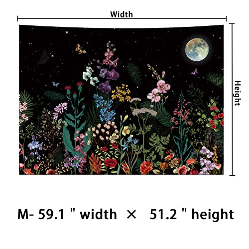 Generleo Floral Plants Tapestry Galaxy Moon Tapestries Vintage Boho Flower Butterfly Tapestries Black Starry Sky Nature Landscape Tapestry Wall Hanging for Bedroom - Image 4
