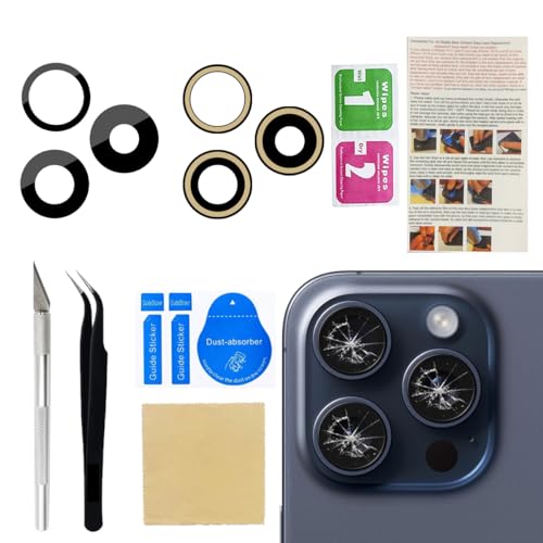Phoupair Original OEM Back Rear Camera Glass Lens Replacement for iPhone 15 Pro 6.1-inches with Adhesive Preinstalled and Repair Tools Set - Image 1