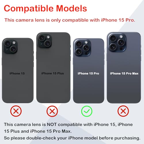 Phoupair Original OEM Back Rear Camera Glass Lens Replacement for iPhone 15 Pro 6.1-inches with Adhesive Preinstalled and Repair Tools Set - Image 2