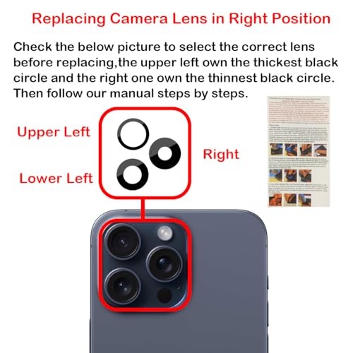 Phoupair Original OEM Back Rear Camera Glass Lens Replacement for iPhone 15 Pro 6.1-inches with Adhesive Preinstalled and Repair Tools Set - Image 5