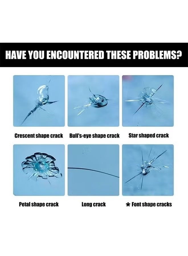 طقم إصلاح شقوق الزجاج الأمامي - لاصق سريع المفعول لإصلاح شقوق الزجاج والتشققات | سائل إصلاح زجاج السيارة الأمامي للشقوق والتشققات، سهل الاستخدام - Image 2