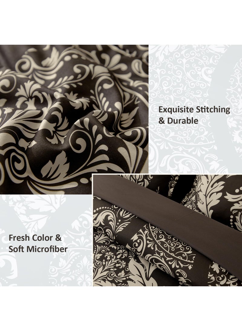Anibedding Anibedding Brown Comforter Set King Size 7 Pieces Bed in a Bag Bohemian Damask Comforter and Sheet Set  Soft Lightweight Microfiber Bedding Set for All Season (104""x90"")  - Image 5