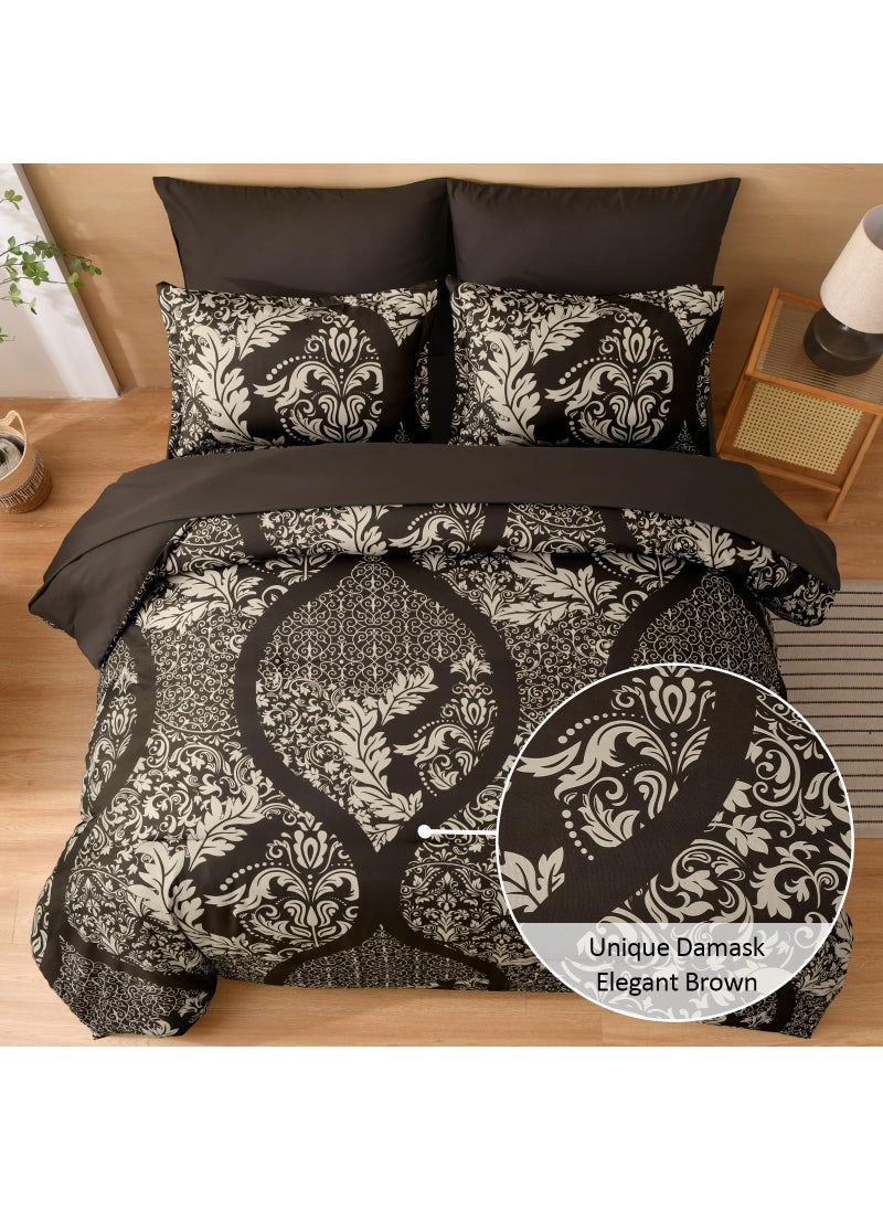 Anibedding Anibedding Brown Comforter Set King Size 7 Pieces Bed in a Bag Bohemian Damask Comforter and Sheet Set  Soft Lightweight Microfiber Bedding Set for All Season (104""x90"")  - Image 3