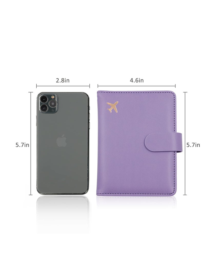 Excefore - Passport Holder, Passport Holder Card Slots, Creative Aircraft Certificate Storage Bag, Cute Passport Cover for Women and Men, Waterproof Rfid Blocking Travel Wallet (Purple) - Image 1