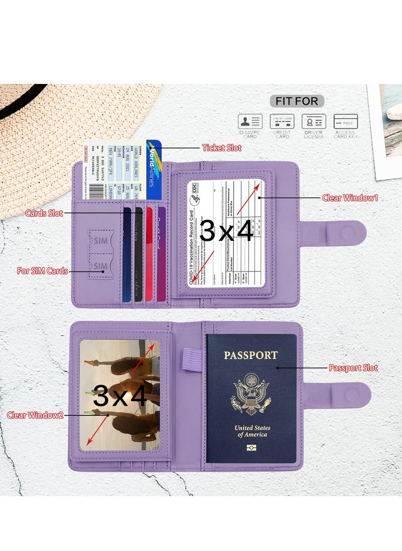 Excefore - Passport Holder, Passport Holder Card Slots, Creative Aircraft Certificate Storage Bag, Cute Passport Cover for Women and Men, Waterproof Rfid Blocking Travel Wallet (Purple) - Image 1