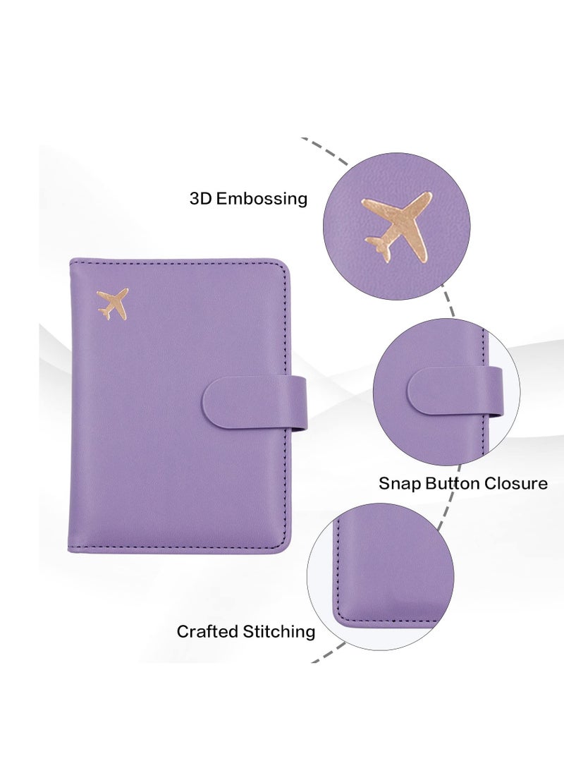 Excefore - Passport Holder, Passport Holder Card Slots, Creative Aircraft Certificate Storage Bag, Cute Passport Cover for Women and Men, Waterproof Rfid Blocking Travel Wallet (Purple) - Image 1