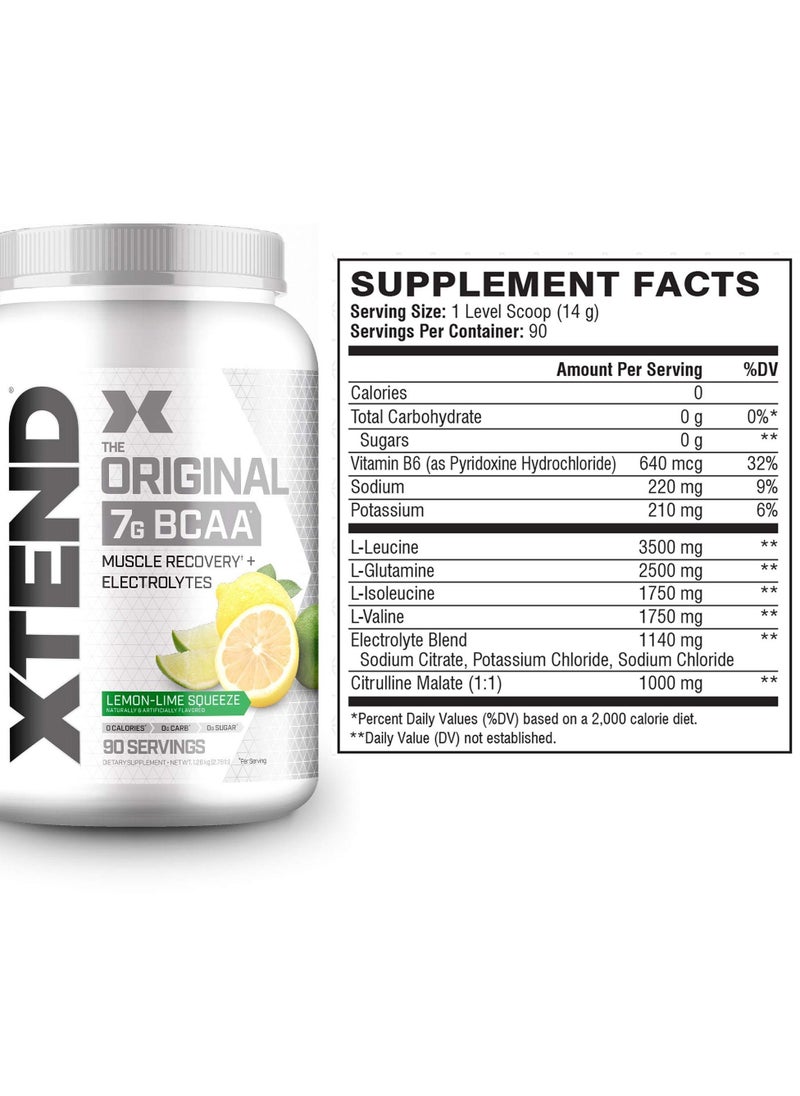 SCIVATION - Xtend The Original 7G BCAA Muscle Recovery + Electrolytes, Lemon-Lime Squeeze Flavor - 90 Servings - Image 1