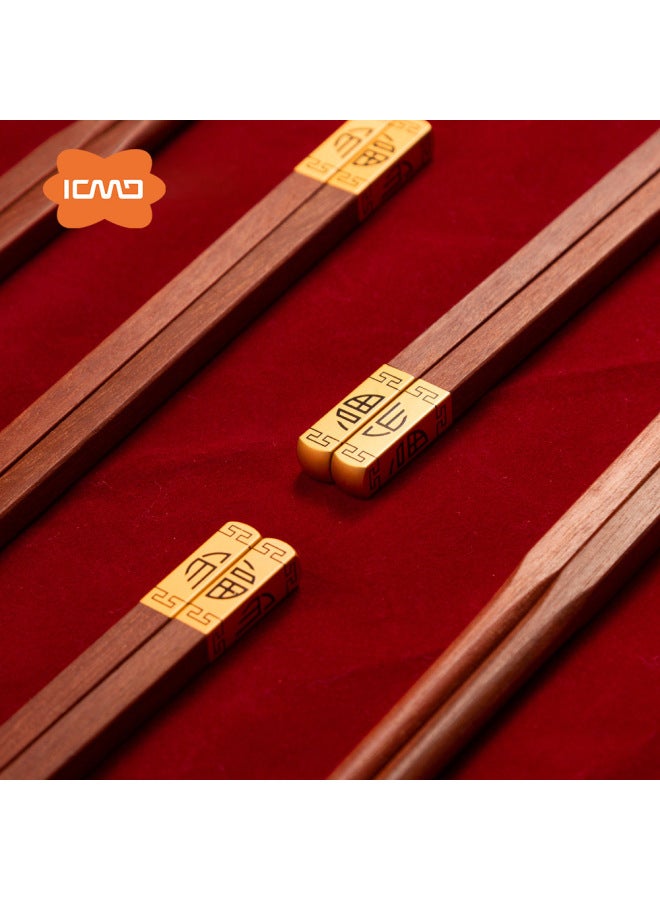 Direct Guest Many Wooden Chopsticks Home Hotel Chicken Wings Wood Top Blessing 10 Gift Box Support Custom Proofing-Specifications:W2205j Fangdingfu Red Sandalwood Chopsticks 25cm 10 Pairs  - Image 4