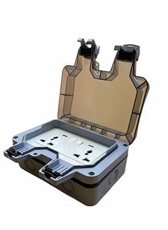 Borliya Waterproof Outdoor Electrical Outlets, Rainproof Wall Socket Covers, 13A Double Universal Switched Sockets, Weatherproof Plug Socket Box for Outdoor Use