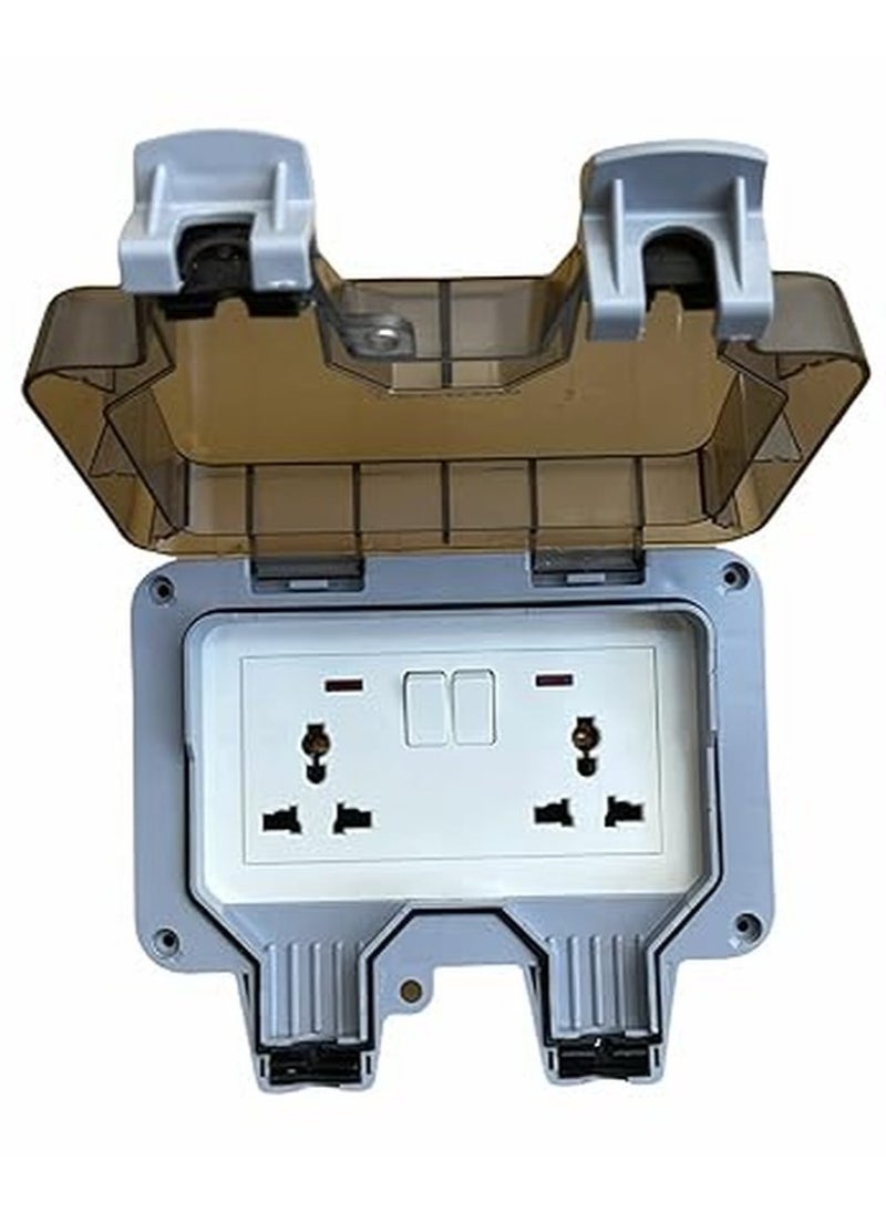 Generic - Borliya Waterproof Outdoor Electrical Outlets, Rainproof Wall Socket Covers, 13A Double Universal Switched Sockets, Weatherproof Plug Socket Box for Outdoor Use - Image 1