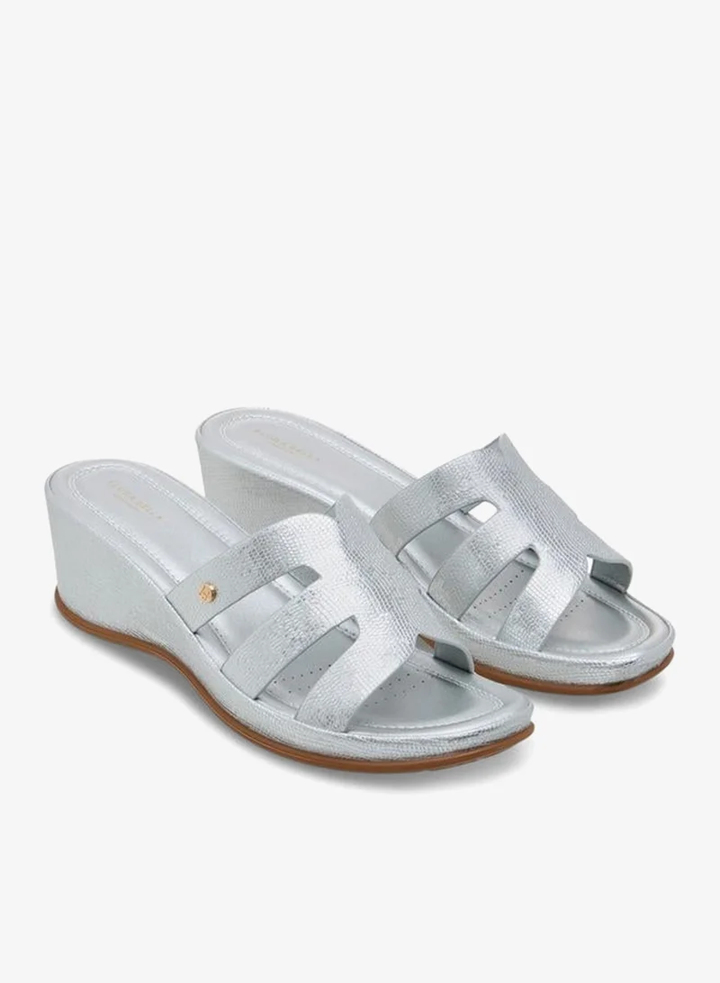Flora Bella By Shoexpress SILVER Flora Bella Women Slip-On Wedge Sandals for Women | Best Price UAE