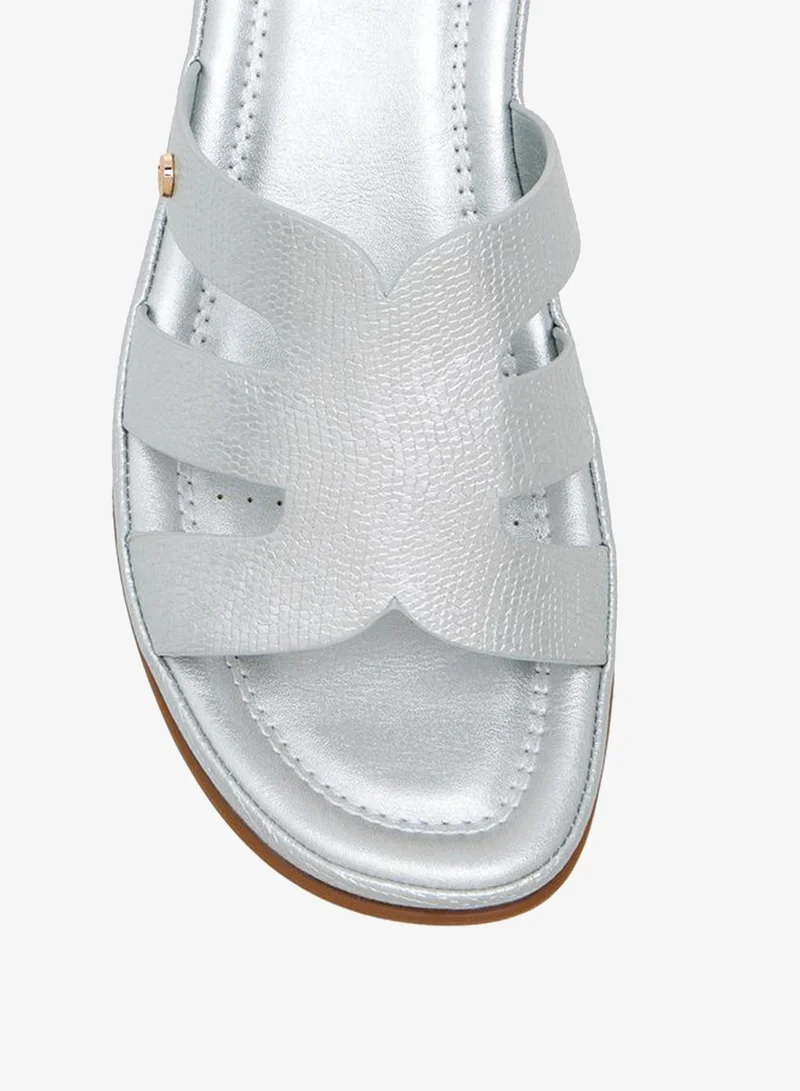 Flora Bella By Shoexpress SILVER Flora Bella Women Slip-On Wedge Sandals for Women | Best Price UAE
