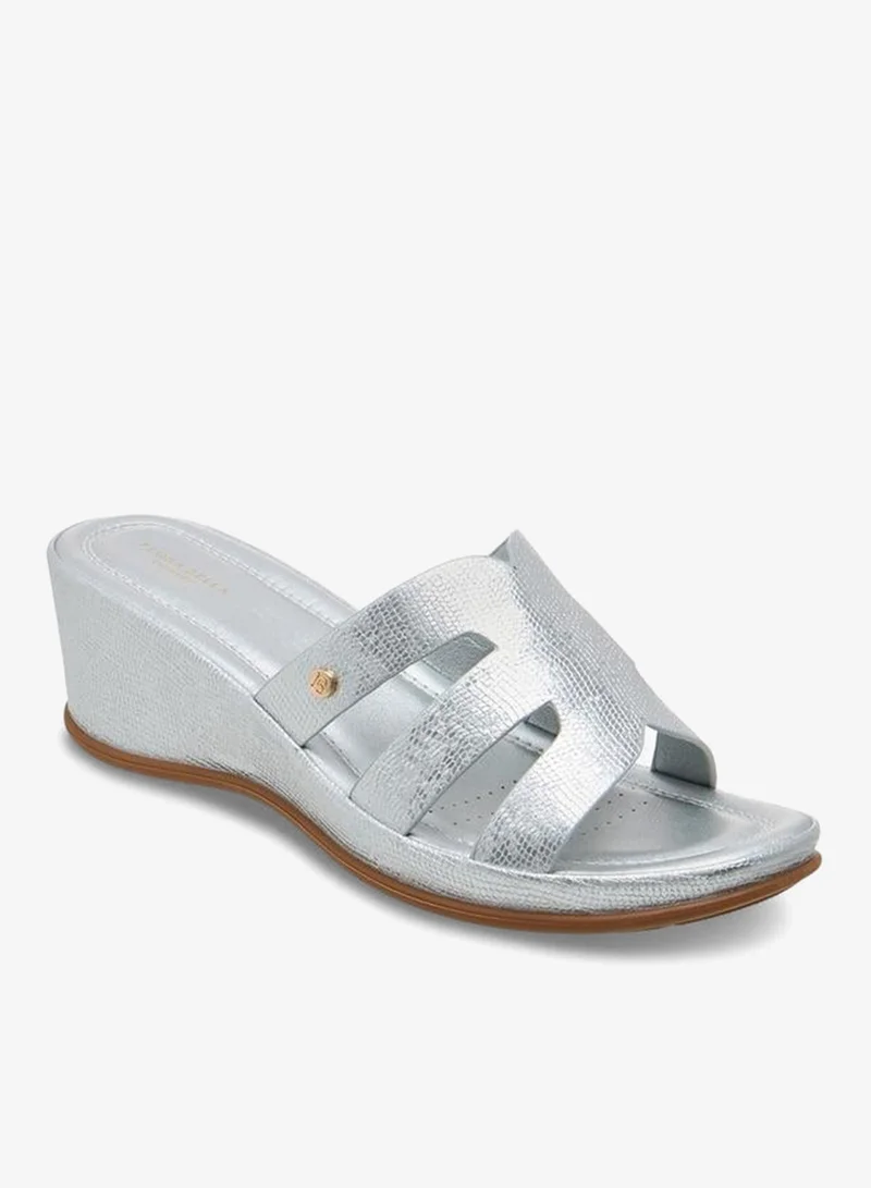 Flora Bella By Shoexpress SILVER Flora Bella Women Slip-On Wedge Sandals for Women | Best Price UAE