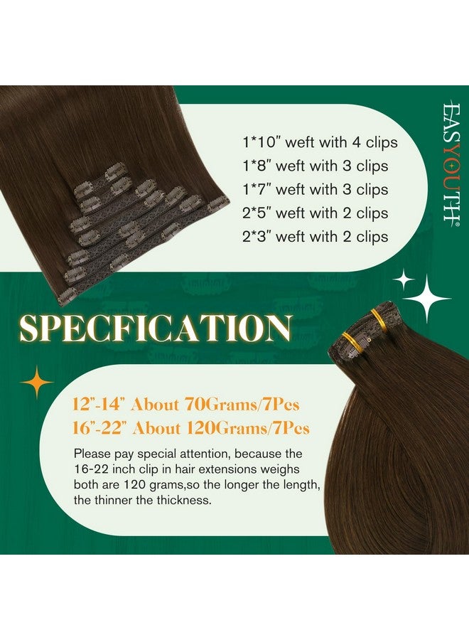 إيزي يوث وصلات شعر بمشبك، بني، وصلات شعر حقيقية، بمشبك في شعر بشري، بني، شعر بشري حقيقي، وصلات شعر بني داكن، وصلات شعر للنساء، 14 بوصة، 7 قطع، 70 جرام - Image 3